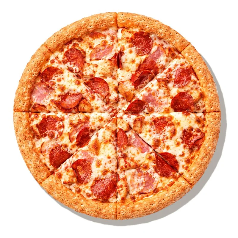 Мясная - Пикантная пепперони, ветчина, острая чоризо, цыпленок, моцарелла, томатный соус